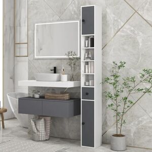 kleankin Armadietto Bagno - Design Moderno, Mensole Regolabili - 20x20x180cm - Grigio kleankin Armadietto Bagno - Design Moderno, Mensole Regolabili - 20x20x180cm - Grigio