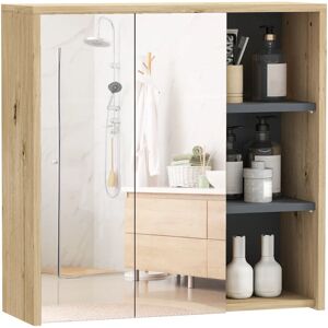 HOMCOM Mobile bagno in legno naturale con specchio - Arredo bagno HOMCOM Mobile bagno in legno naturale con specchio - Arredo bagno