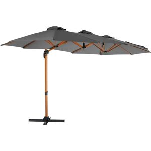 Oviala - Parasol pivotant à 360° 3 têtes - Housse grise - Publicité Oviala - Parasol pivotant à 360° 3 têtes - Housse grise - Publicité