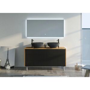 Distribain Verzino 1400mm Double Meuble Salle de Bain Bois Naturel et Noir - Publicité Distribain Verzino 1400mm Double Meuble Salle de Bain Bois Naturel et Noir - Publicité