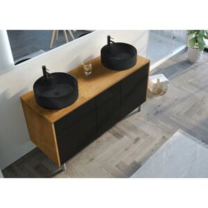 Distribain VENEZIA Meubles salle de bain Bois Naturel et Noir - Meubles de salle de bain - Publicité Distribain VENEZIA Meubles salle de bain Bois Naturel et Noir - Meubles de salle de bain - Publicité