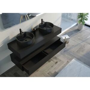 Distribain FABRIANO-1400 Meuble salle de bain noir mural - Publicité Distribain FABRIANO-1400 Meuble salle de bain noir mural - Publicité