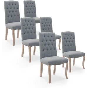 Intense Déco Lot de 6 chaises capitonnées gris - Publicité Intense Déco Lot de 6 chaises capitonnées gris - Publicité