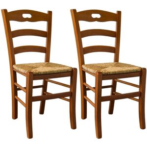 Altobuy SUZY Chaise de restaurant - Lot de 2 en bois teinté chêne et assise en paille - Publicité Altobuy SUZY Chaise de restaurant - Lot de 2 en bois teinté chêne et assise en paille - Publicité