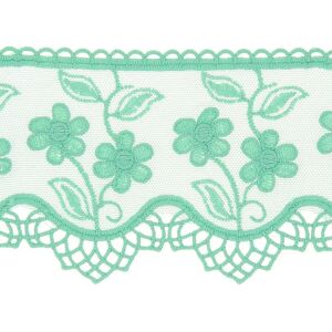 Mondial Tissus - Dentelle florale - Turquoise - 85mm - Dentelle au mètre Mondial Tissus - Dentelle florale - Turquoise - 85mm - Dentelle au mètre