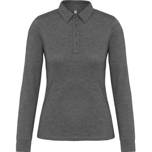 Kariban K265 Grey Heather Long Sleeve Polo Jersey - Polo Jersey Kariban K265 Grey Heather Long Sleeve Polo Jersey - Polo Jersey