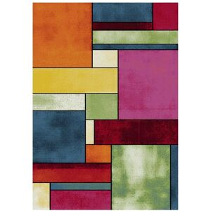 Tapis Motif Géométrique - 160x160cm - Multicolore & Rouge - Publicité Tapis Motif Géométrique - 160x160cm - Multicolore & Rouge - Publicité