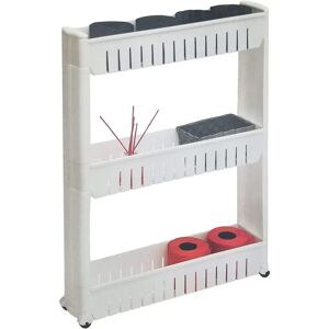 TENDANCE Étagère de rangement blanche 3 niveaux sur roulettes - Publicité TENDANCE Étagère de rangement blanche 3 niveaux sur roulettes - Publicité
