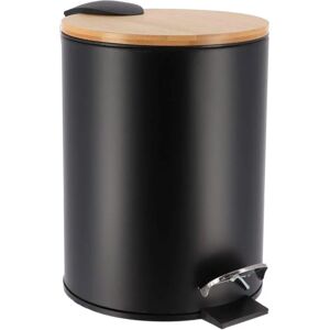 Tendance Cubo de basura metálico con pedal 3L Negro Tapa de bambú Tendance Cubo de basura metálico con pedal 3L Negro Tapa de bambú