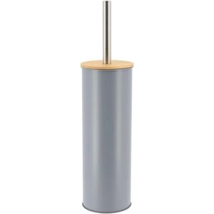 Brosse WC en métal gris TENDANCE avec couvercle en bambou - Brosse WC - Publicité Brosse WC en métal gris TENDANCE avec couvercle en bambou - Brosse WC - Publicité
