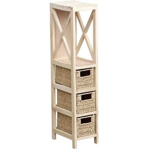 TENDANCE Mebel do przechowywania - MDF naturalne 1 półka + 3 wiklinowe kosze TENDANCE Mebel do przechowywania - MDF naturalne 1 półka + 3 wiklinowe kosze