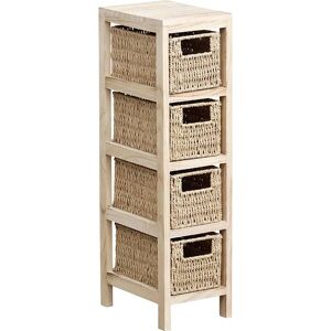 Muebles de MDF natural con 4 cestas de papel trenzado - Tendance Muebles de MDF natural con 4 cestas de papel trenzado - Tendance