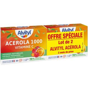 ALVITYL Acerola 1000 Vitamine C - Lot de 2 x 30 Comprimés à Croquer - Publicité ALVITYL Acerola 1000 Vitamine C - Lot de 2 x 30 Comprimés à Croquer - Publicité
