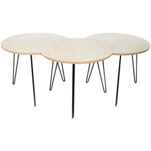 Home Deco Factory Ensemble de 3 tables basses rondes en MDF beige - Tables basses - Publicité Home Deco Factory Ensemble de 3 tables basses rondes en MDF beige - Tables basses - Publicité