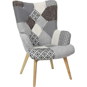 Fauteuil Patchwork Gris Home Deco Factory - 65x74x100 cm - Publicité Fauteuil Patchwork Gris Home Deco Factory - 65x74x100 cm - Publicité