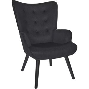 JOFFRY Fauteuil en Velours - 68x75x96 cm - Noir - Publicité JOFFRY Fauteuil en Velours - 68x75x96 cm - Noir - Publicité