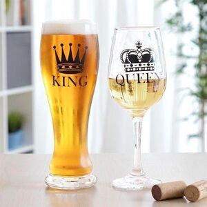 Eurowebbiz Duo de Verres Roi et Reine - Verres à Bière et Vin Eurowebbiz Duo de Verres Roi et Reine - Verres à Bière et Vin