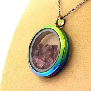 Naszyjnik Rhodolite Granat od ABIJOUX - 29 x 35 mm - Wielokolorowy - Łańcuszek ze Stali Nierdzewnej Naszyjnik Rhodolite Granat od ABIJOUX - 29 x 35 mm - Wielokolorowy - Łańcuszek ze Stali Nierdzewnej