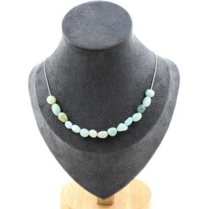 A Bijoux - 15 koralików amazonitu z Brazylii - łańcuszek ze stali nierdzewnej - 45 cm Naszyjnik A Bijoux - 15 koralików amazonitu z Brazylii - łańcuszek ze stali nierdzewnej - 45 cm Naszyjnik