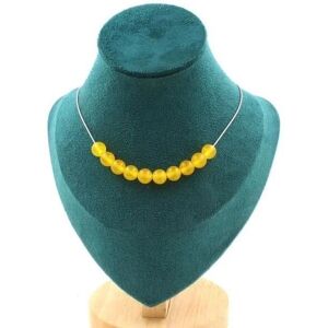 A Bijoux - 10 żółtych koralików agatowych 8 mm - Łańcuszek ze stali nierdzewnej - Naszyjnik A Bijoux - 10 żółtych koralików agatowych 8 mm - Łańcuszek ze stali nierdzewnej - Naszyjnik