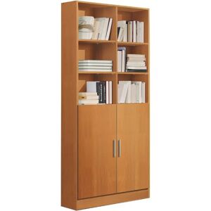 Pegane Merisier étagère 2 portes 6 casiers - unité de rangement - Publicité Pegane Merisier étagère 2 portes 6 casiers - unité de rangement - Publicité