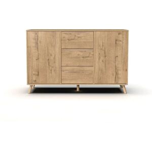 Pegane Buffet - chêne doré - 2 portes 3 tiroirs - 89 x 140 x 40 cm - Publicité Pegane Buffet - chêne doré - 2 portes 3 tiroirs - 89 x 140 x 40 cm - Publicité
