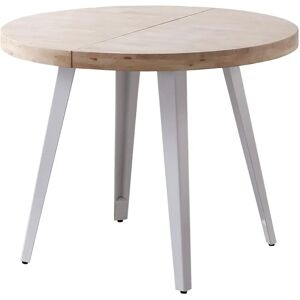 Pegane - Table - Chêne nordique - Pieds blancs - 100-180x76 - Publicité Pegane - Table - Chêne nordique - Pieds blancs - 100-180x76 - Publicité