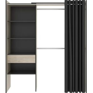 Pegane - Dressing armoire - Chêne naturel - Graphite - Wardrobe - Publicité Pegane - Dressing armoire - Chêne naturel - Graphite - Wardrobe - Publicité