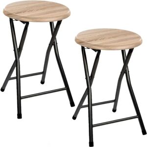 Tabourets pliables en métal et MDF - Ensemble de 2 - Marron - Publicité Tabourets pliables en métal et MDF - Ensemble de 2 - Marron - Publicité