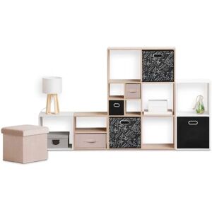 Five Simply Smart Boîtes de rangement en tissu botanique noires - Lot de 6 - 31x31x31cm - Publicité Five Simply Smart Boîtes de rangement en tissu botanique noires - Lot de 6 - 31x31x31cm - Publicité
