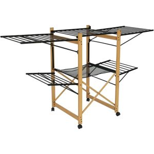 Kitchen Move Black and Wood Large Capacity Foldable Drying Rack - Drying Rack Kitchen Move Black and Wood Large Capacity Foldable Drying Rack - Drying Rack