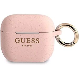 Guess Vaaleanpunainen silikonikuori AirPods 3:lle ja renkaalla - AirPods 3 Kotelo Guess Vaaleanpunainen silikonikuori AirPods 3:lle ja renkaalla - AirPods 3 Kotelo