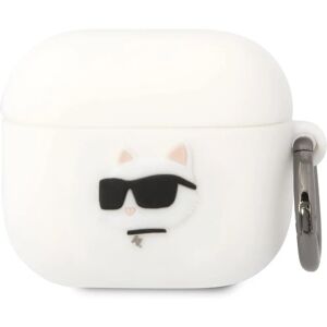 Etui en silicone Karl Lagerfeld Airpods 3 - Logo Choupette, Anneau, Blanc - Accessoire audio Etui en silicone Karl Lagerfeld Airpods 3 - Logo Choupette, Anneau, Blanc - Accessoire audio