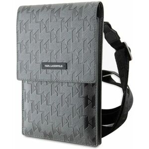 Karl Lagerfeld Smartphone Umhängetasche - Silber - Monogramm Platte Karl Lagerfeld Smartphone Umhängetasche - Silber - Monogramm Platte