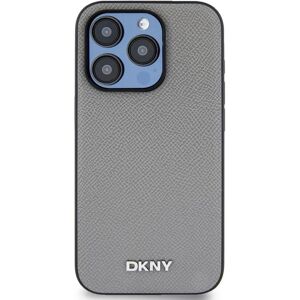DKNY iPhone 15 Pro Grey Case with Metal Logo - Phone Case DKNY iPhone 15 Pro Grey Case with Metal Logo - Phone Case
