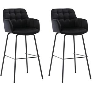 Tabouret de Bar en Velours Noir Pascal Morabito - Lot de 2 - Design Moderne Tabouret de Bar en Velours Noir Pascal Morabito - Lot de 2 - Design Moderne