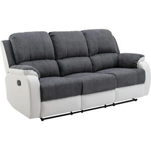 Canapé relax Brody gris et blanc 3 places - Vente-unique - Publicité Canapé relax Brody gris et blanc 3 places - Vente-unique - Publicité