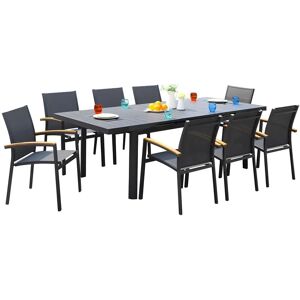 Ensemble de Salle à Manger de Jardin MYLIA Nauru - Table extensible & fauteuils empilables Ensemble de Salle à Manger de Jardin MYLIA Nauru - Table extensible & fauteuils empilables