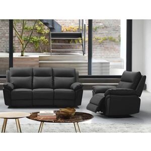 Ensemble Canapé et Fauteuil Relax en Cuir PAKITA - Noir - 208x92x102cm - Publicité Ensemble Canapé et Fauteuil Relax en Cuir PAKITA - Noir - 208x92x102cm - Publicité