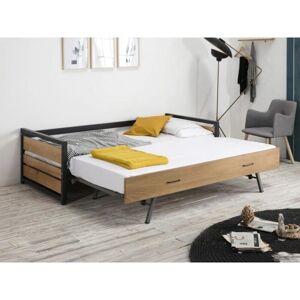 Unique Boston - Eénpersoonsbed met uitschuifbed - Industriële stijl Unique Boston - Eénpersoonsbed met uitschuifbed - Industriële stijl