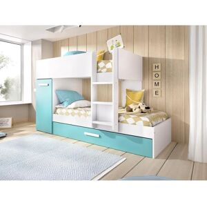 Vente-unique Anthony Etagenbett mit Stauraum - Blau Türkis Vente-unique Anthony Etagenbett mit Stauraum - Blau Türkis
