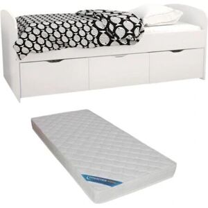 Vente-unique Louane Bett mit 2 Schubladen und Staubox - 90x190 cm Vente-unique Louane Bett mit 2 Schubladen und Staubox - 90x190 cm