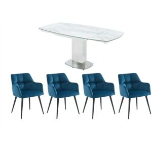 Vente-Unique Talicia Esszimmerset - Weiß Keramik & Marmor Vente-Unique Talicia Esszimmerset - Weiß Keramik & Marmor