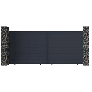 Portail coulissant en aluminium Expertland - Gris anthracite - 392x173cm - Manuel/Électrique Portail coulissant en aluminium Expertland - Gris anthracite - 392x173cm - Manuel/Électrique