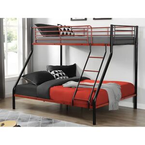 Unikalne łóżko piętrowe - Nowoczesna stal czarna i czerwona - 90/140cm Unikalne łóżko piętrowe - Nowoczesna stal czarna i czerwona - 90/140cm
