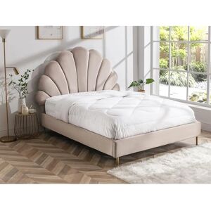 Vente-Unique Livaya Beigekleurige Schelp Fluweel Bed - Kamermeubelen Vente-Unique Livaya Beigekleurige Schelp Fluweel Bed - Kamermeubelen