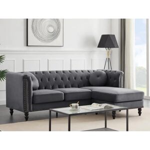 Vente-unique Draaibaar Velours Hoekbank - Chesterfield Stijl Vente-unique Draaibaar Velours Hoekbank - Chesterfield Stijl
