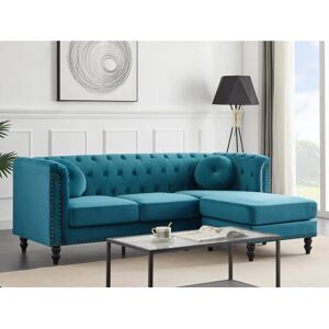 Unique Turner Velours Wipbare Hoekbank - Chesterfield Stijl Unique Turner Velours Wipbare Hoekbank - Chesterfield Stijl
