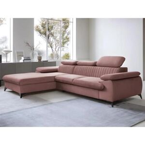 Pascal Morabito Canapé d'angle Velours Rose - Convertible Sofa - Publicité Pascal Morabito Canapé d'angle Velours Rose - Convertible Sofa - Publicité