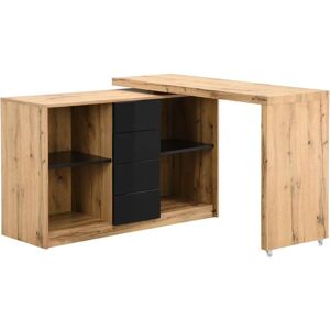 Vente-unique Ausziehbarer Schreibtisch mit 360° drehbarem Tisch - MDF - Natur & Schwarz Vente-unique Ausziehbarer Schreibtisch mit 360° drehbarem Tisch - MDF - Natur & Schwarz